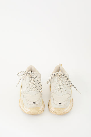 Balenciaga White & Cream Triple S Sneaker