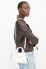 Balenciaga White Leather Neo City Mini Embossed Bag