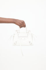 【新品・未使用】BALENCIAGA ミニパース 白色✕デザイン Balenciaga // White Leather Neo City Mini Embossed Bag – VSP