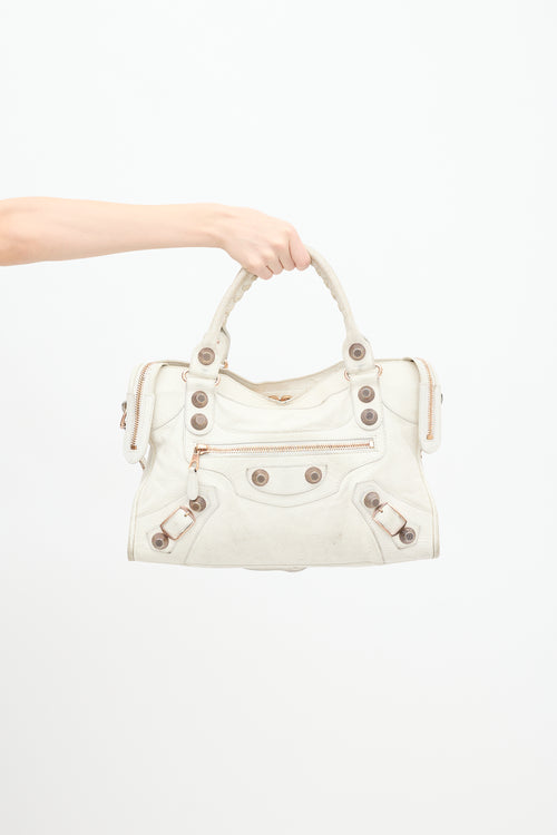 Balenciaga White Leather City Bag