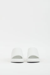 Balenciaga White Leather Logo Wedge Sandal