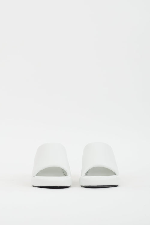 Balenciaga White Leather Logo Wedge Sandal