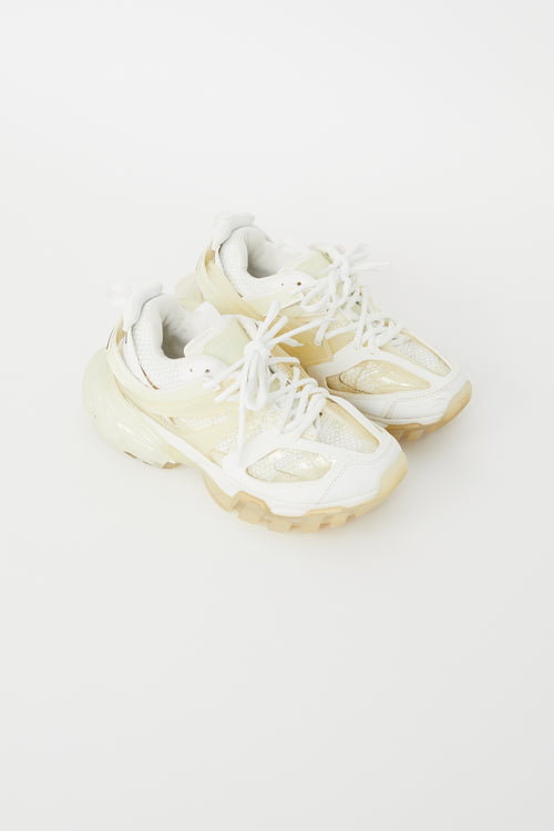 Balenciaga White & Cream Clear Sole Track Sneaker