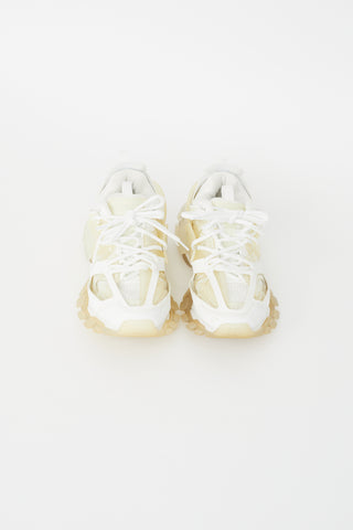 Balenciaga White & Cream Clear Sole Track Sneaker