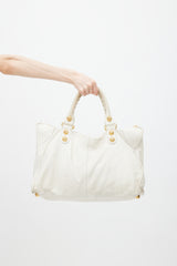 Balenciaga White Leather Large City Tote Bag