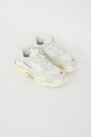 Balenciaga White & Grey Triple S Sneaker