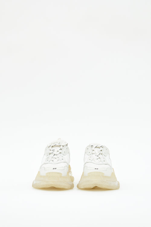 Balenciaga White & Cream Triple S Sneaker