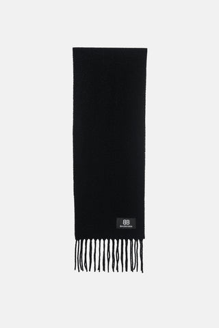 Balenciaga Wool Fringe Logo Scarf