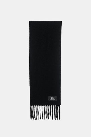 Balenciaga Wool Fringe Logo Scarf