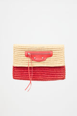 Balenciaga Raffia Moto Clutch