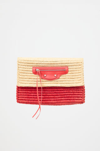 Balenciaga Raffia Moto Clutch