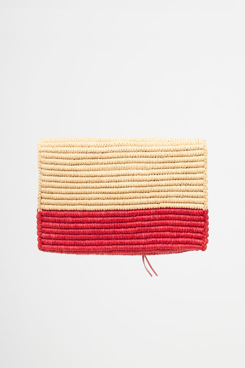 Balenciaga Raffia Moto Clutch