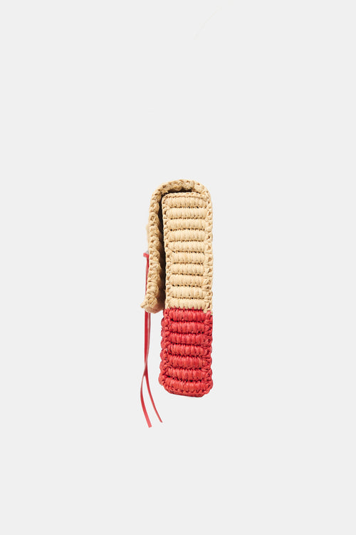 Balenciaga Raffia Moto Clutch