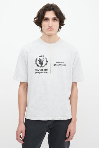 Balenciaga X WFP Heather Grey Logo T-Shirt