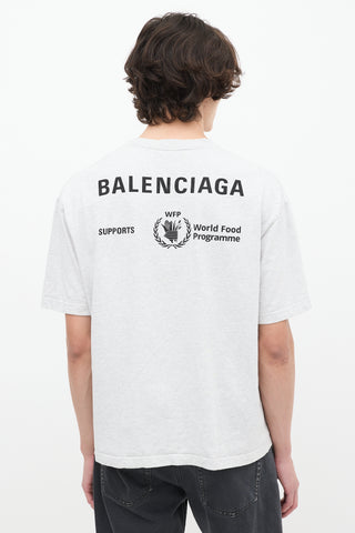 Balenciaga X WFP Heather Grey Logo T-Shirt