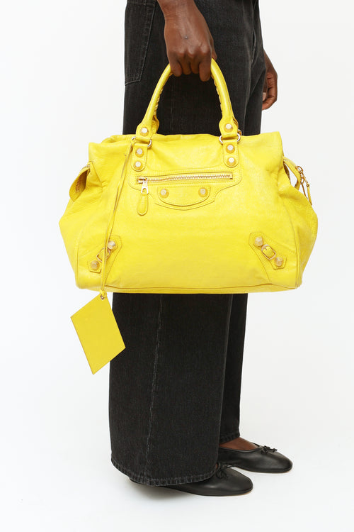 Balenciaga 2013 Yellow Giant Midday Tote Bag
