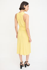 Balenciaga Yellow Floral Applique Sash Dress