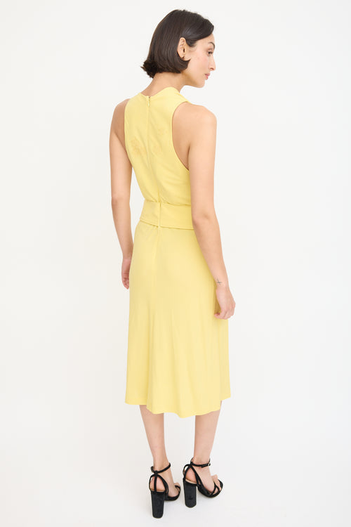 Balenciaga Yellow Floral Applique Sash Dress