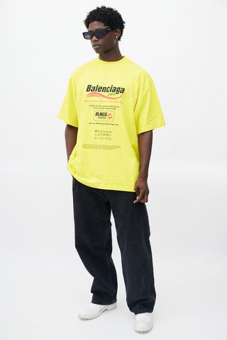 Balenciaga Yellow & Multicolour Recycle Logo T-Shirt