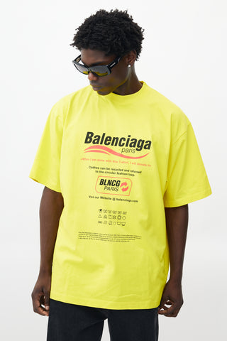 Balenciaga Yellow & Multicolour Recycle Logo T-Shirt