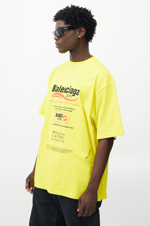 Balenciaga Yellow & Multicolour Recycle Logo T-Shirt