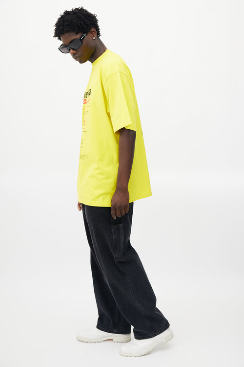 Balenciaga Yellow & Multicolour Recycle Logo T-Shirt