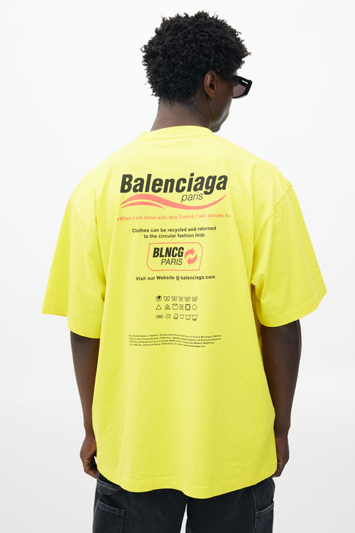 Balenciaga Yellow & Multicolour Recycle Logo T-Shirt