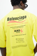 Balenciaga Yellow & Multicolour Recycle Logo T-Shirt
