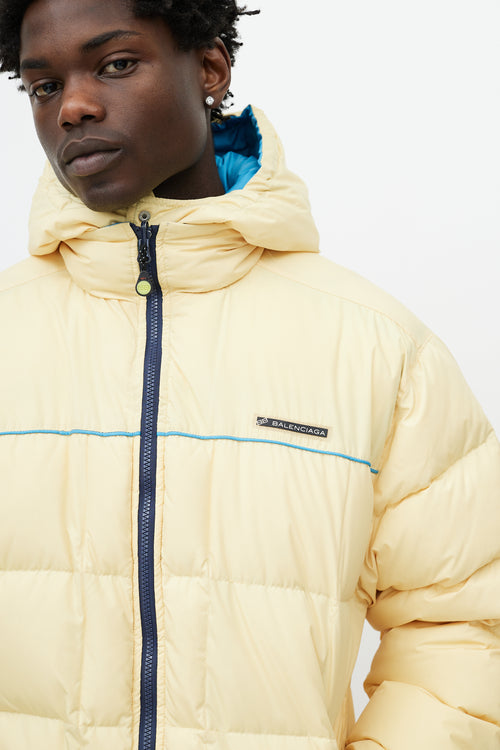 Balenciaga Yellow & Navy Reversible Down Jacket