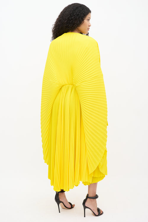 Balenciaga Resort 2022 Yellow Pleated Asymmetrical Dress