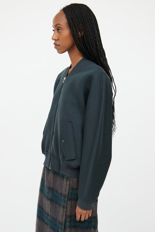 Balenciaga Dark Green Wool Bomber Jacket