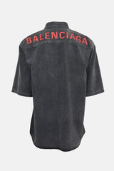Balenciaga 2019 Faded Denim Logo Shirt