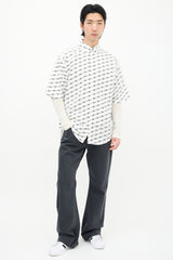Balenciaga White & Black BB Striped Logo Shirt