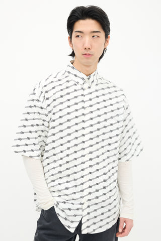 Balenciaga White & Black BB Striped Logo Shirt