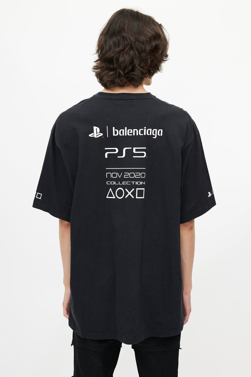 Balenciaga x Playstation Black & White PS5 T-Shirt