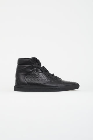 Balenciaga Black Embossed Leather High-Top Sneaker
