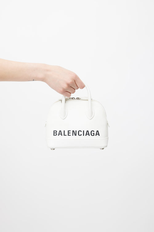 Balenciaga White & Black Ville XXS Logo Crossbody Bag