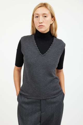 Balenciaga Grey Wool Braided Knit Vest