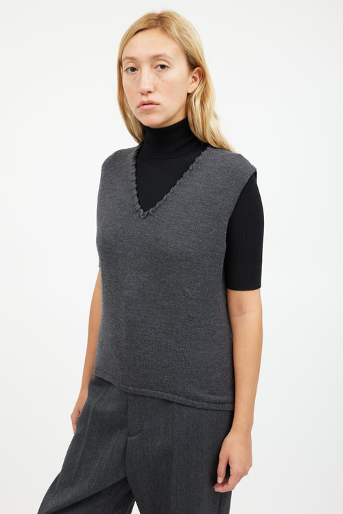Balenciaga Grey Wool Braided Knit Vest