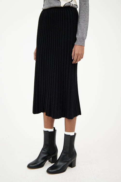 VSP Archive Black Ribbed Cashmere Midlength Skirt