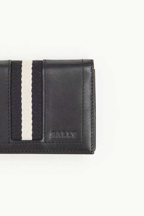 Bally Black Leather Stripe Cardholder