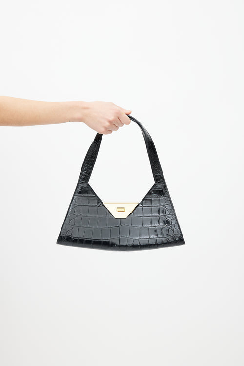 Bally Black Embossed Leather Trilliant Bag