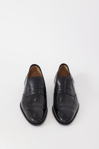 Bally Black Leather Wingtip Penny Loafer
