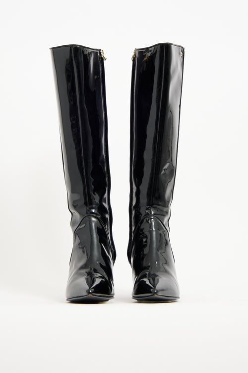 Bally Black Patent Leather Knee High Boot