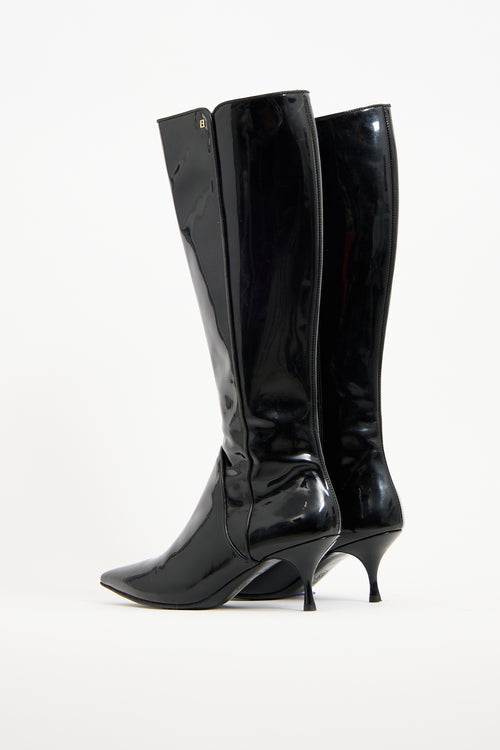 Bally Black Patent Leather Knee High Boot