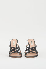 Bally Black Leather Crossover Carolyn Heel