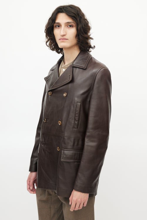 Bally Brown Double Breasted Leather Jacket
