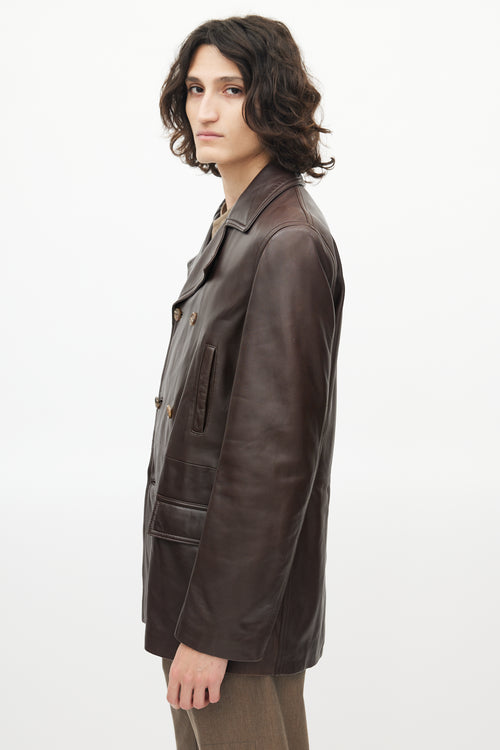 Bally Brown Double Breasted Leather Jacket