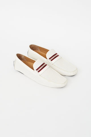 Bally White & Red Perforated Loafer