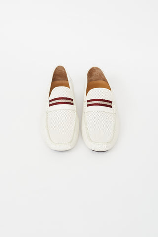 Bally White & Red Perforated Loafer